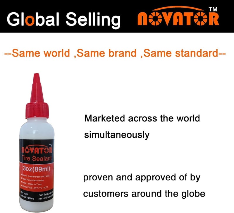 Novator High Performance Bike Tire Sealant For Tubeless, Tubulars, Seals Faster, Lasts Longer, Micro-fiber For MTB, Road, Gravel, CX Bicycle Tires (3oz.sealant * 3 bottle+valve tool) - Image 3